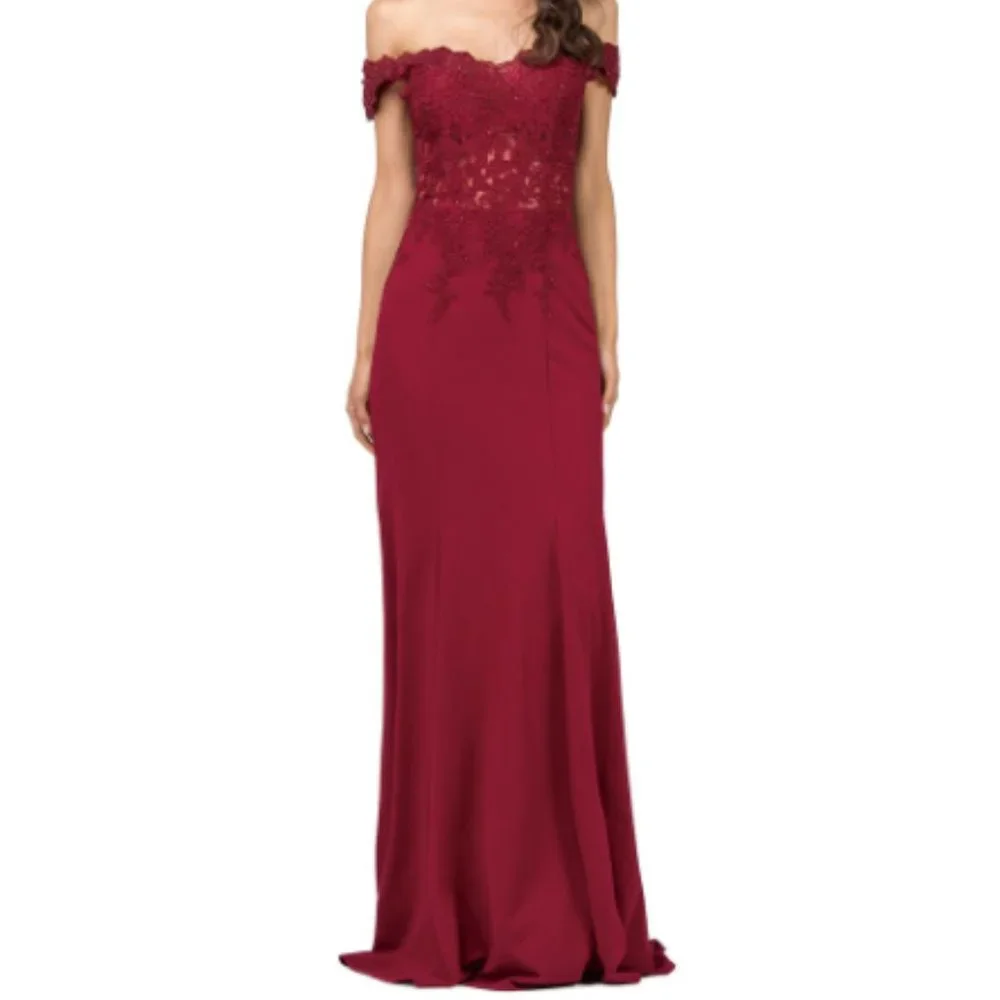 DANCING QUEEN Maxi evening gown dress Burgundy color off shoulder size 3XL - NWT - Picture 1 of 16